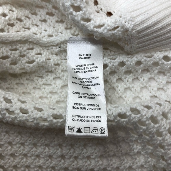 Michael Kors Cotton Blend Off White Chic Knit Long Sleeve Sweater /Swim Cover M - Picture 14 of 15